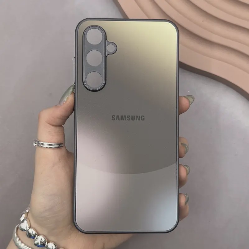 قاب گوشی Galaxy S23 FE سامسونگ PVD ضد خش پشت گلس شیشه ای مات دو رنگ محافظ لنز دار مشکی کد 167016