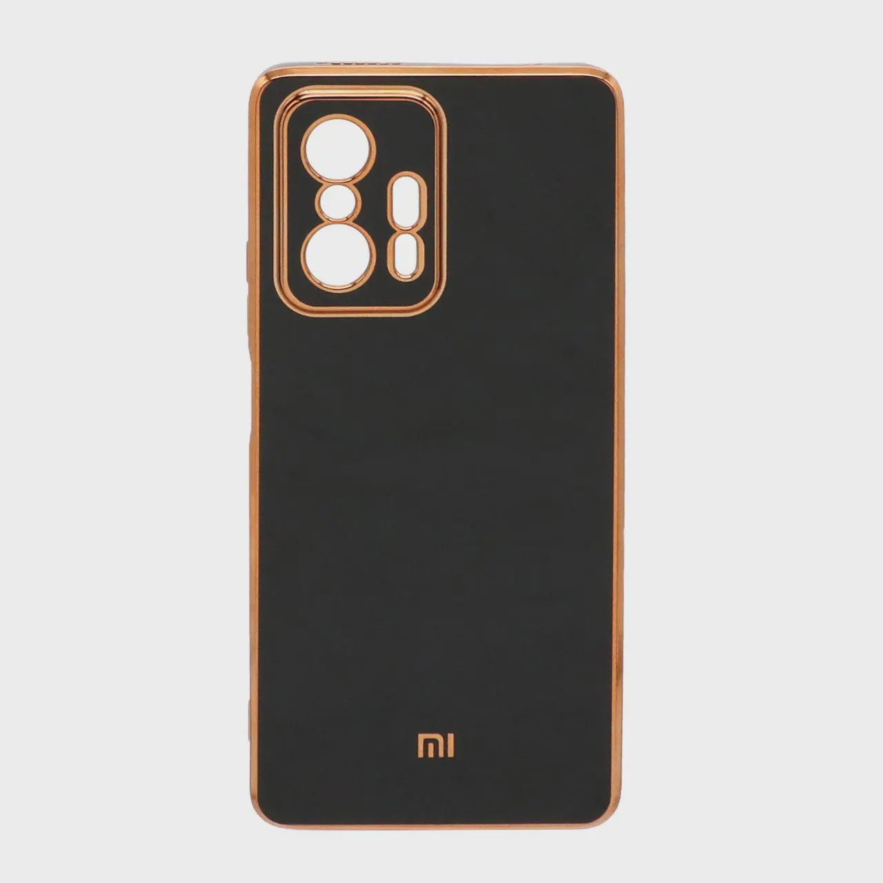 قاب گوشی Xiaomi Mi 11T - Mi 11T Pro شیائومی طرح ژله ای مای کیس گلد لاین دور طلایی محافظ لنز دار مشکی کد 180327
