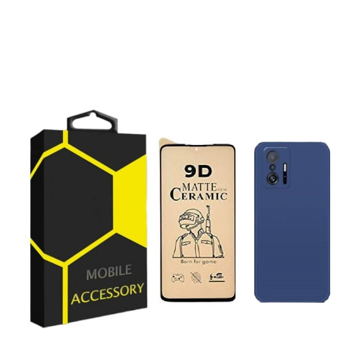 کاور مدل silicon مناسب برای گوشی موبایل شیائومی 11T 11T pro به همراه محافظ صفحه نمایش