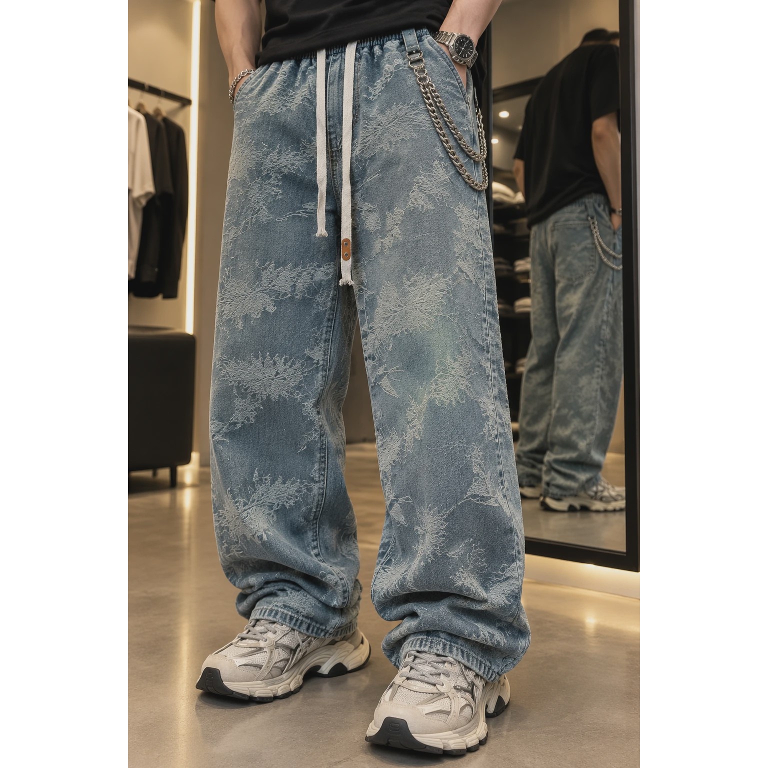 شلوار استریت استایل بگ پارچه زنبوری مردانه مستر کوالیتی Master Quality Baggy Jeans