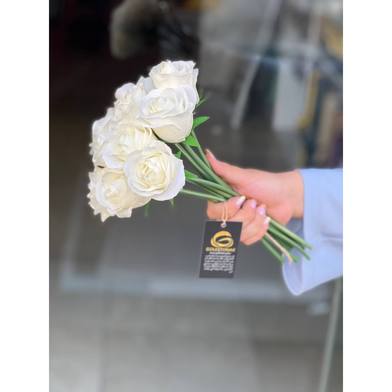 گل مصنوعی رز هلندی لیمویی مجموعه 10 عددی