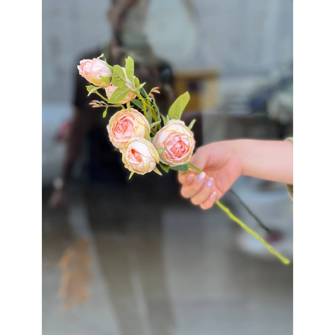 شاخه پیونی مدل چروک مصنوعی وارداتی رنگ گلبهی کیفیت درجه1