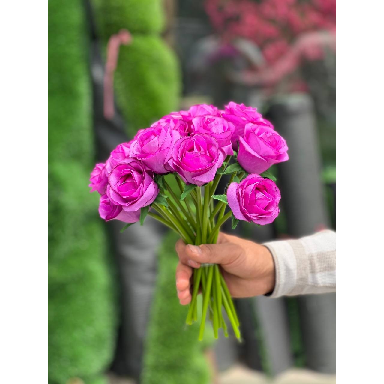گل مصنوعی رز هلندی بنفش(پوست پیازی) مجموعه 10 عددی