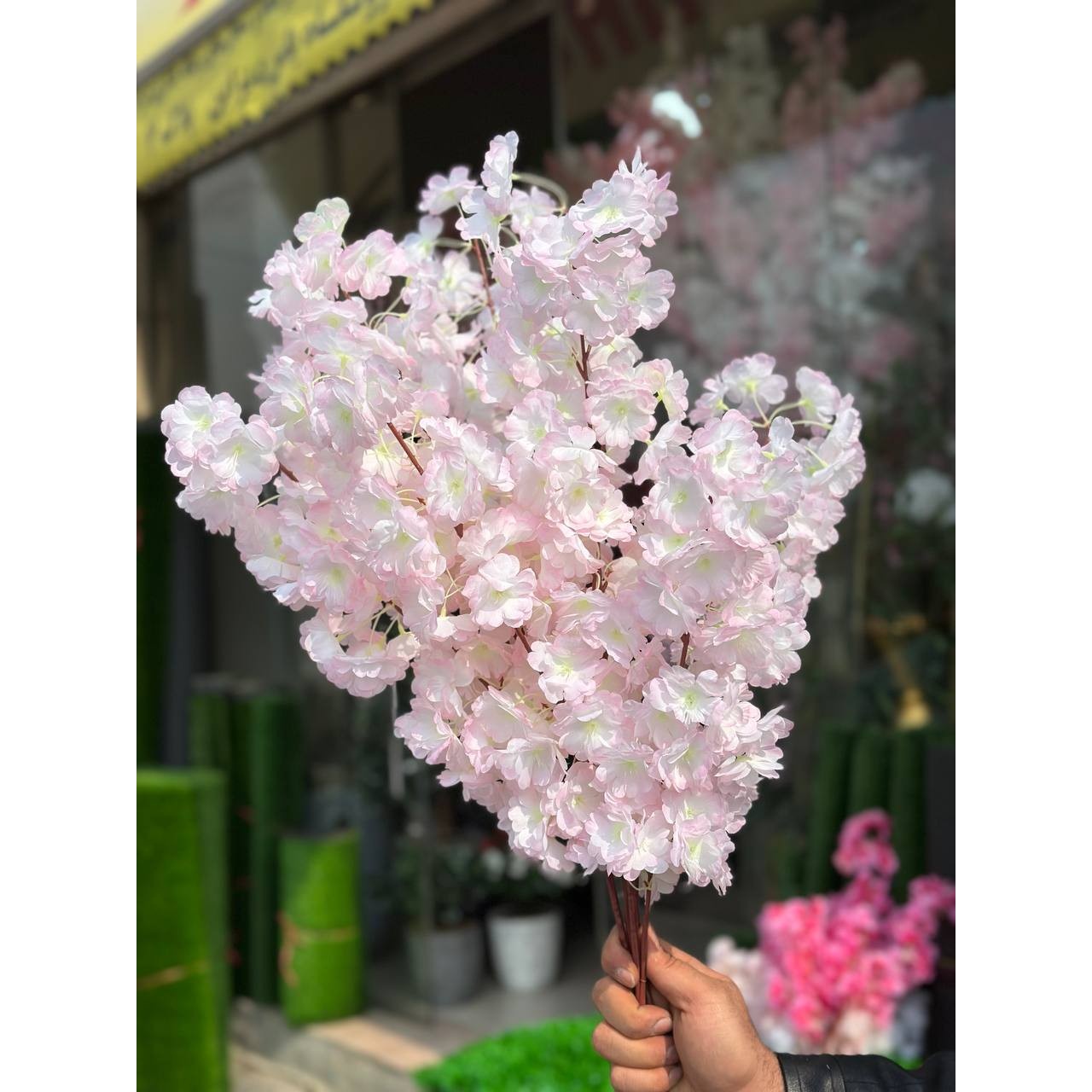 شاخه شکوفه هلو مصنوعی صورتی روشن