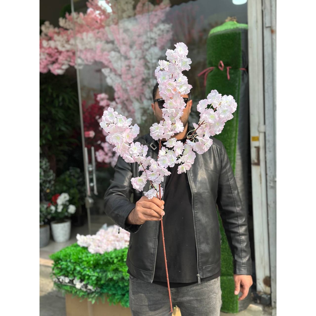 شاخه شکوفه هلو مصنوعی صورتی روشن