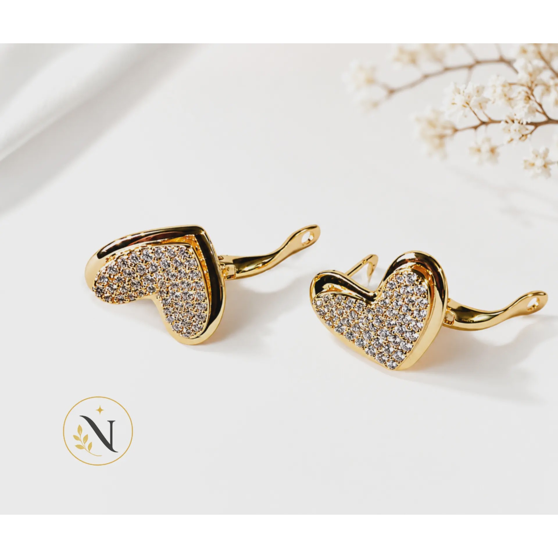 گوشواره طرح جواهر قلبی ژوپینگ مدل Heart (ER-500)