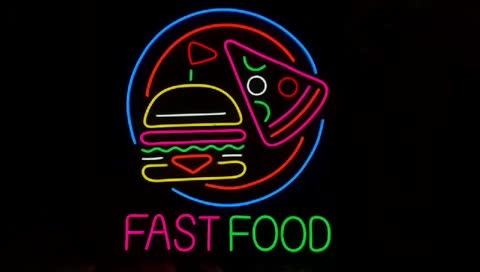 تابلو نئون پلکسی فست فود( نعون، نیون فلکسی پیتزا و همبرگر) fast food (پس کرایه)