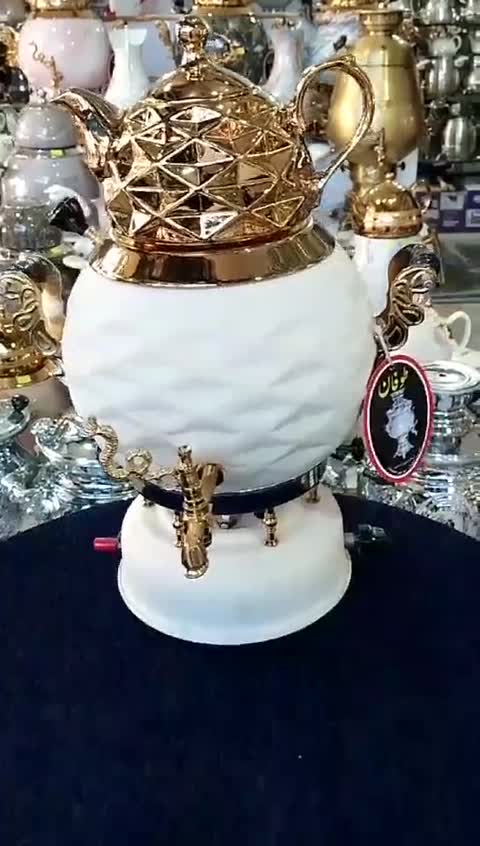 سماور گازی سه کاره طوفان مشبک 6 لیتر رنگ کرم