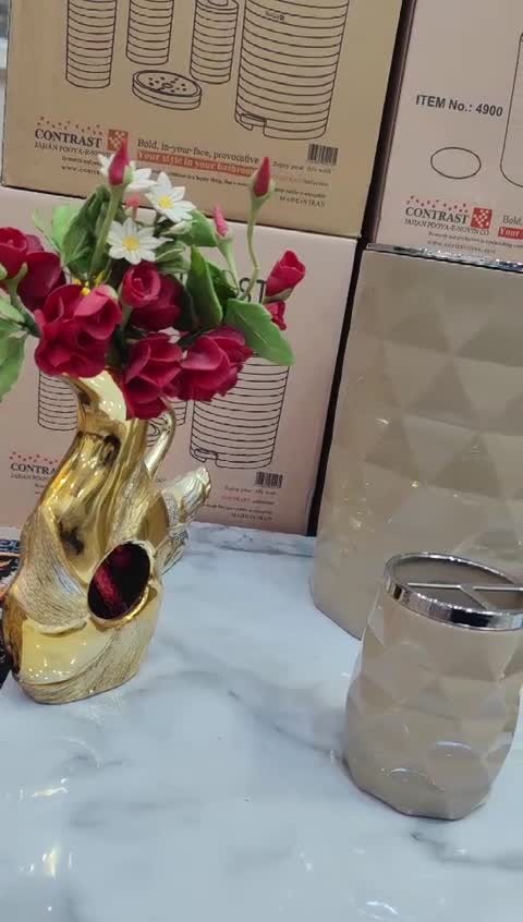 ست 5پارچه سرویس بهداشتی طرح شکیل و جذاب آناناسی برند کنتراست رنگ زیبا و جذاب و خاص نسکافه کروم نو آکبند (ارسال سریع )