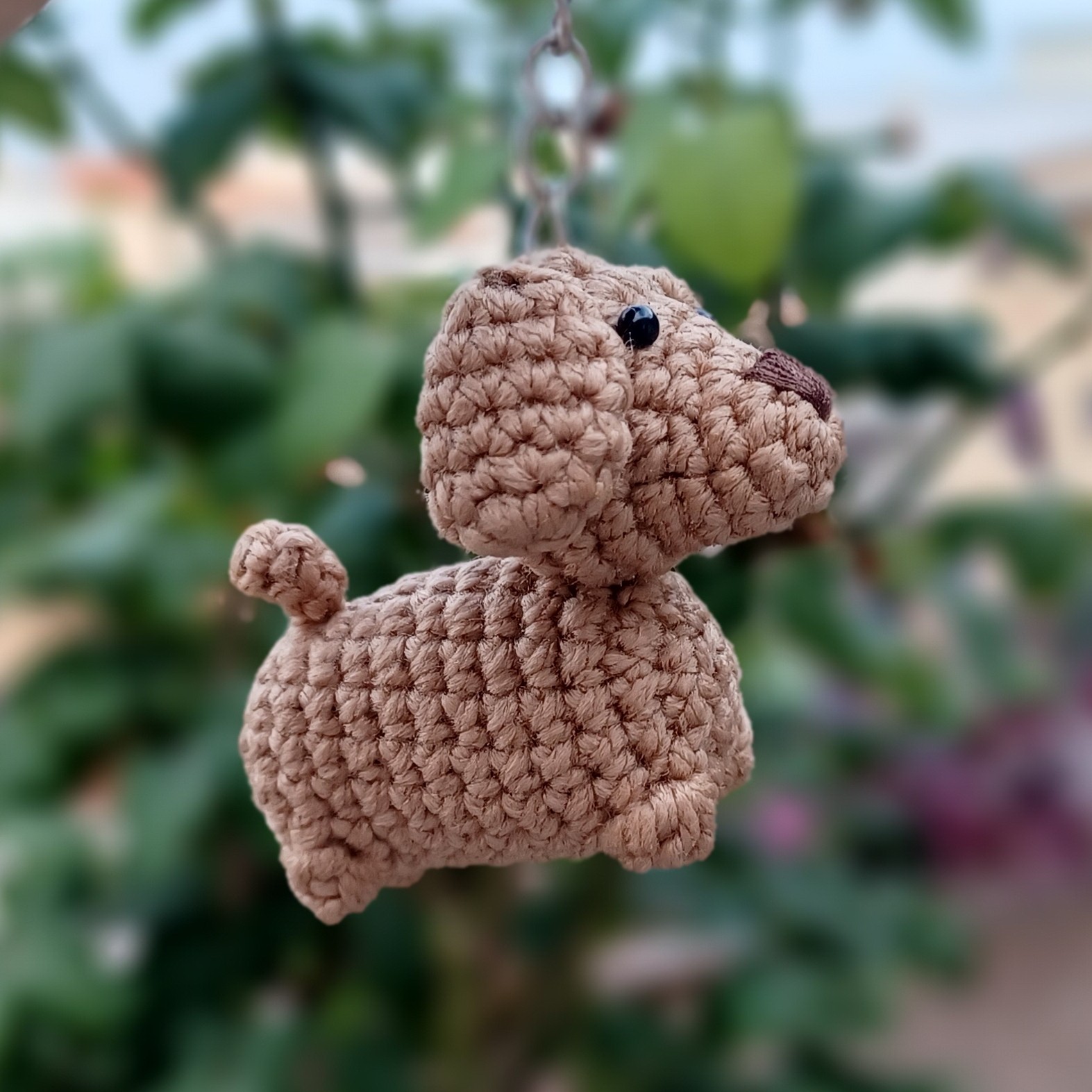 سرکلیدی سگ قهوه ای بافتنی