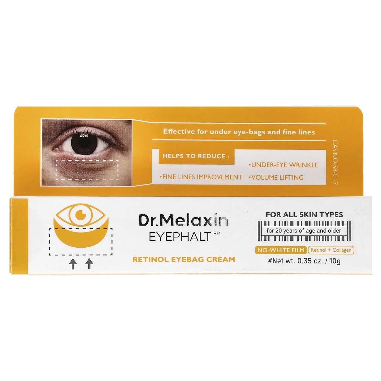 دور چشم رتینول دکتر ملاکسین Dr.Melaxin مدل Eyephalt Eyebag از بین برنده ی کیسه زیر چشمی, تیرگی و پف وزن 10 گرمجدید