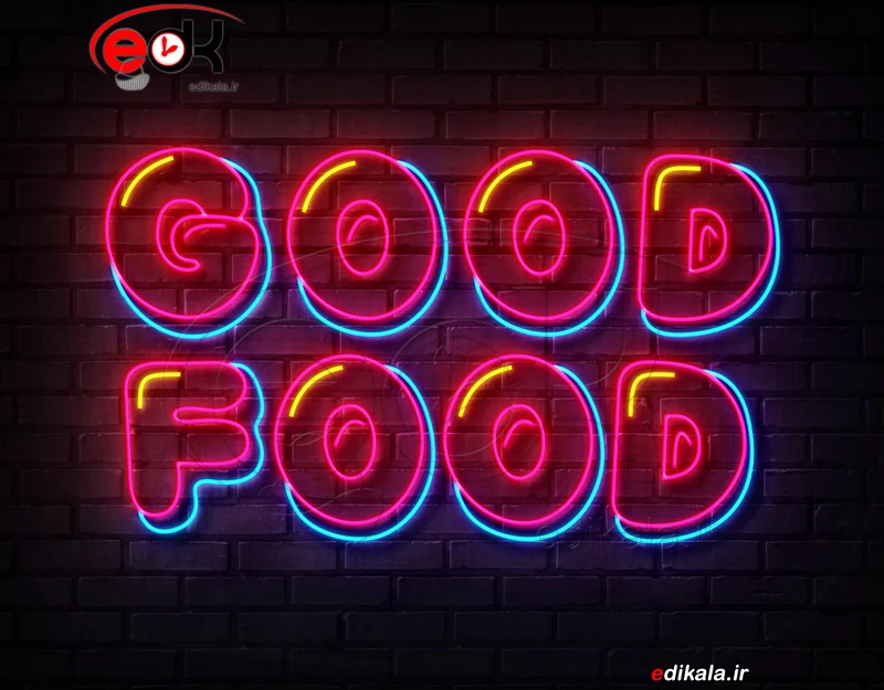 تابلو نئون طرح Good Food شماره 1 در ابعاد مختلف +آداپتور+ فایل لایه باز