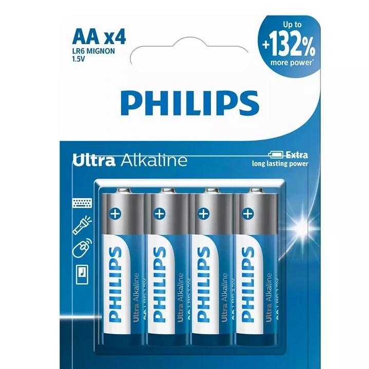 باتری قلمی فیلیپس مدل Ultra Alkaline LR6E4B/40 بسته چهار عددی