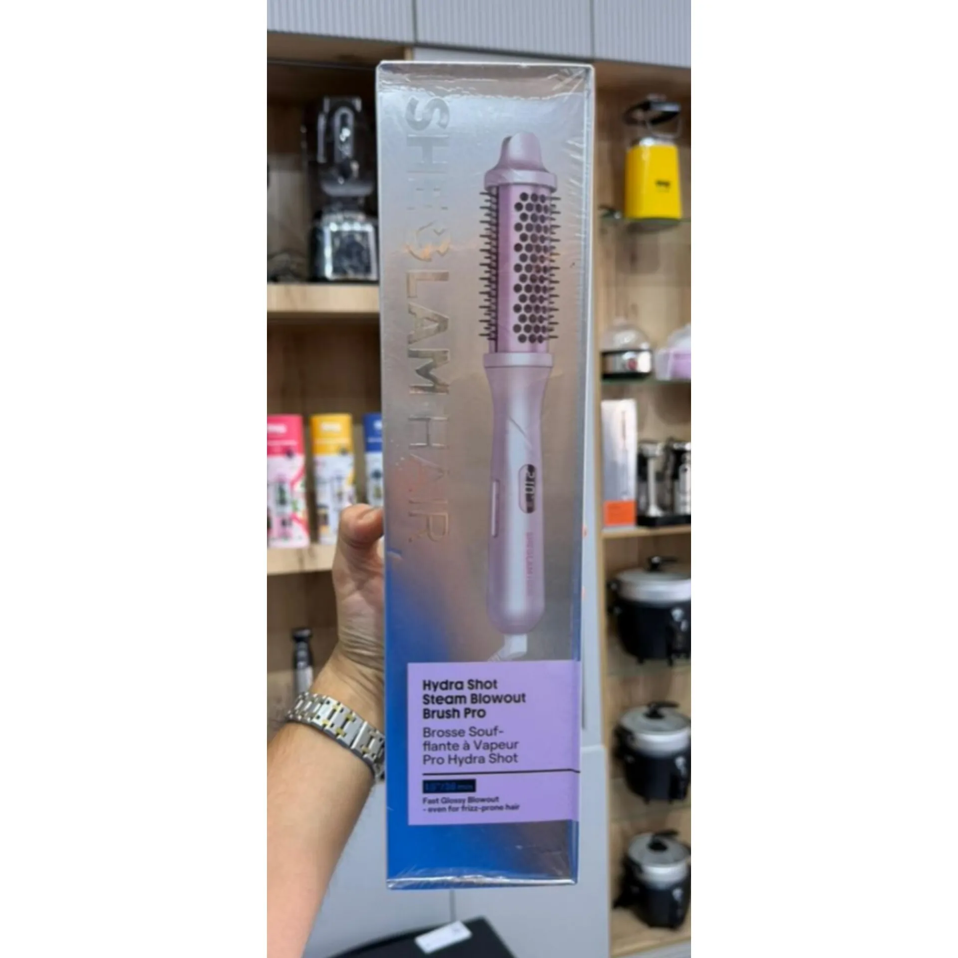 برس پیچ گرد حرارتی بخاردار شگلم SHEGLAM Hair | برس حالت دهنده و صاف کننده موجدید