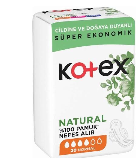 نوار بهداشتی نچرال کوتکس Kotex گیاهی سایز نرمال Normal بسته 20 عددی