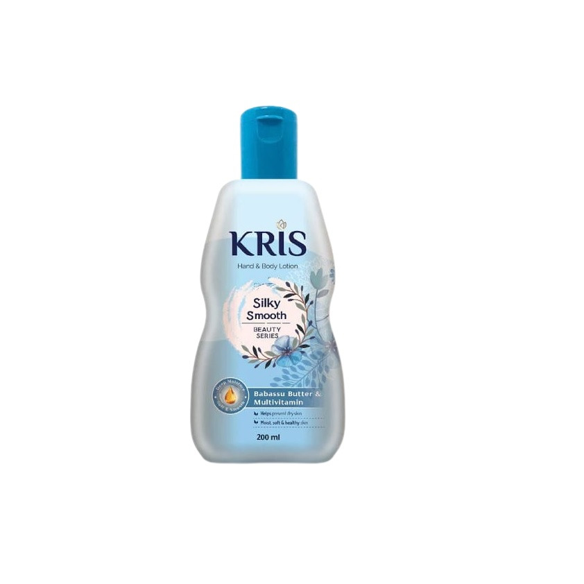 لوسیون بدن و دست کریس KRIS مدل silky smooth حاوی کره باباسو و ویتامینه - حجم 200 میل - اندونزی