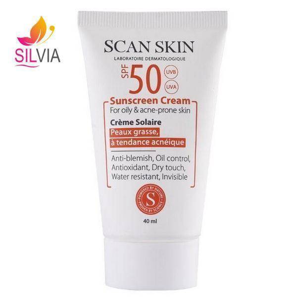 کرم ضد آفتاب فاقد رنگ پوست چرب و مستعد آکنه SPF50 اسکن اسکین 40 میل