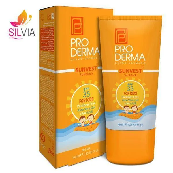 کرم ضد آفتاب مخصوص کودکان فاقد جاذبههای شیمیایی SPF35 پرودرما 40 میل