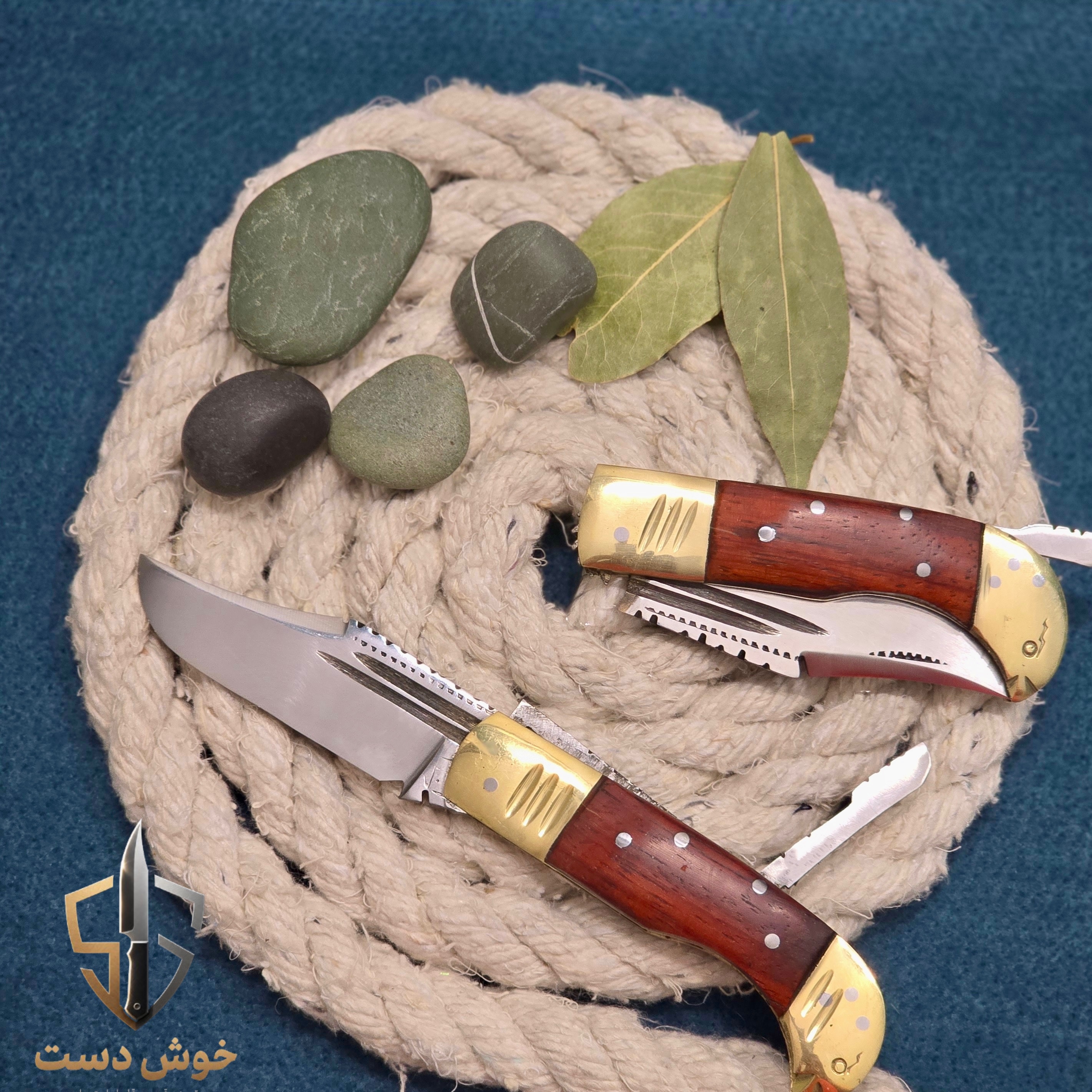 چاقو جیبی 8 دنده ای دستساز باباخانی استیل ضدزنگ زنجان