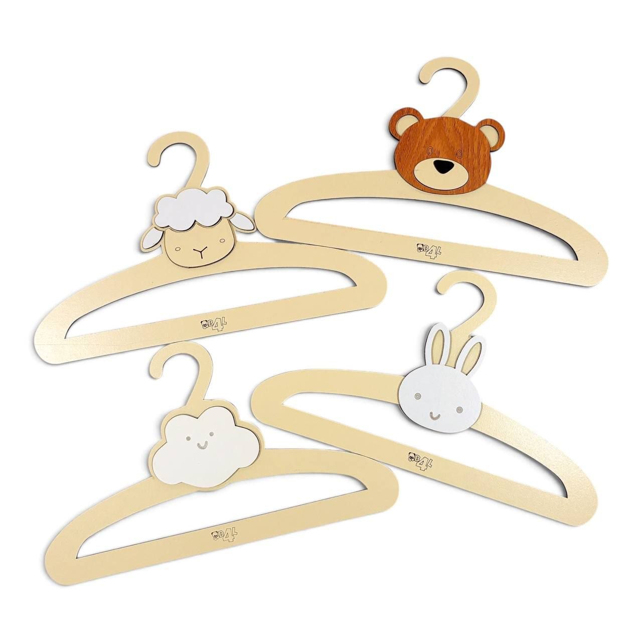 چوب لباسی 4 عددی چوبی طرح حیوانات بیبی فورلایف Baby4Lifeجدید