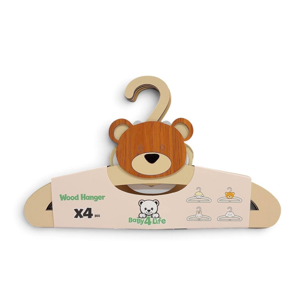 چوب لباسی 4 عددی چوبی طرح حیوانات بیبی فورلایف Baby4Lifeجدید