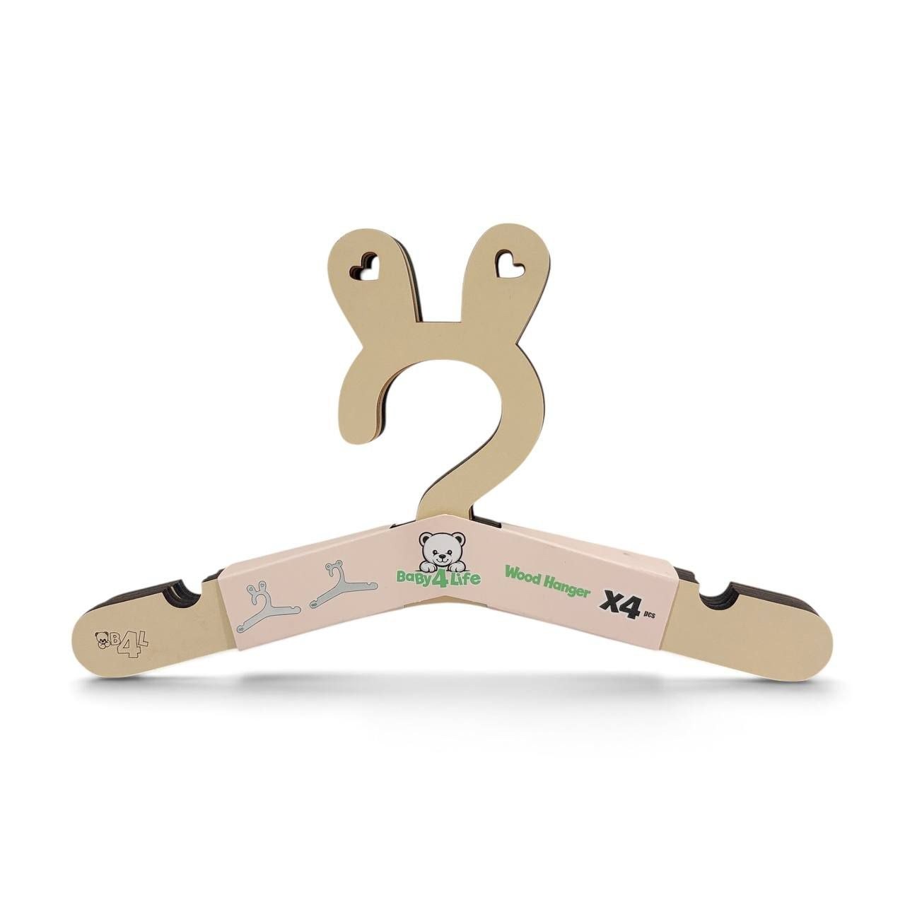 چوب لباسی 4 عددی چوبی طرح خرگوش بیبی فورلایف Baby4Lifeجدید