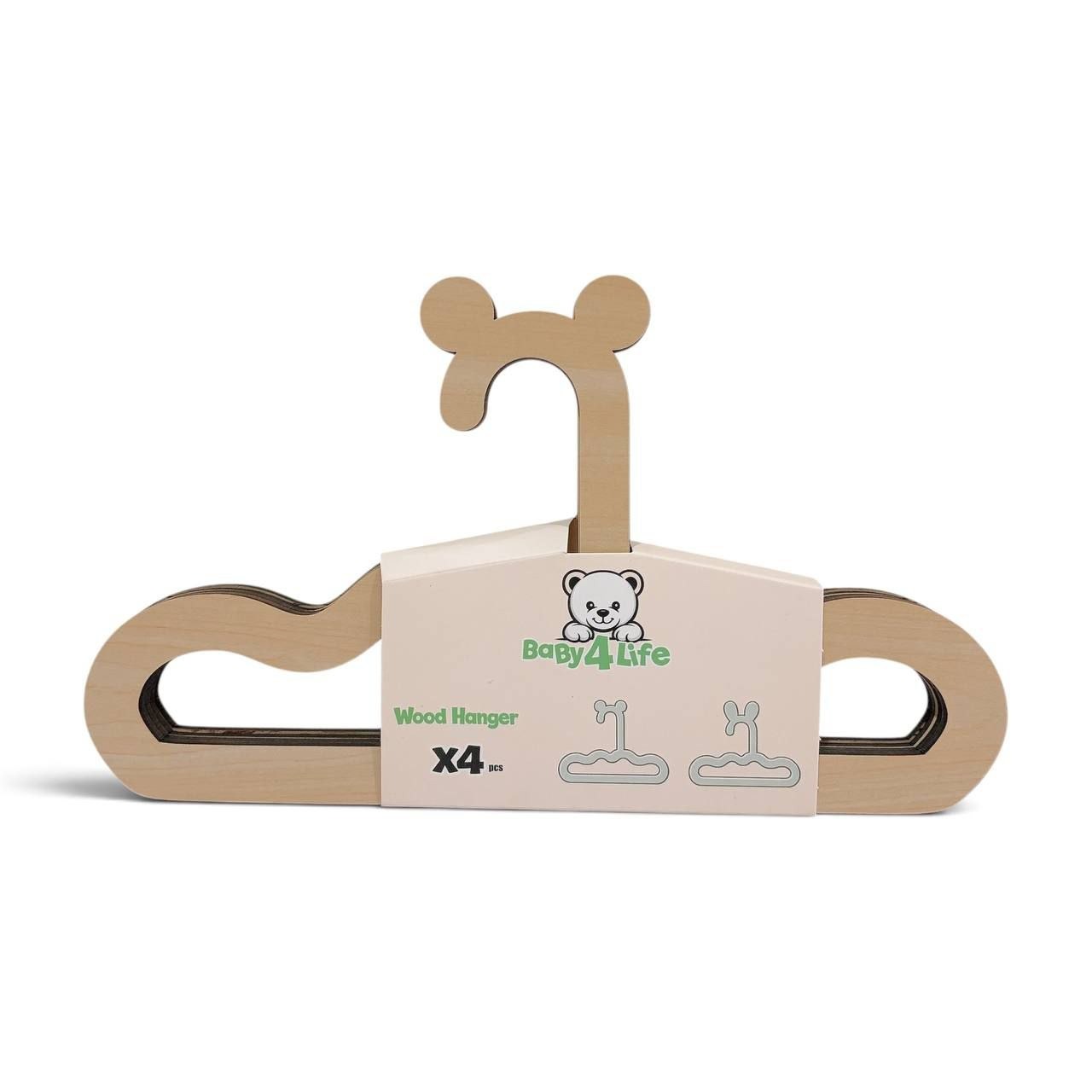 چوب لباسی 4 عددی چوبی طرح خرس بیبی فورلایف Baby4Lifeجدید