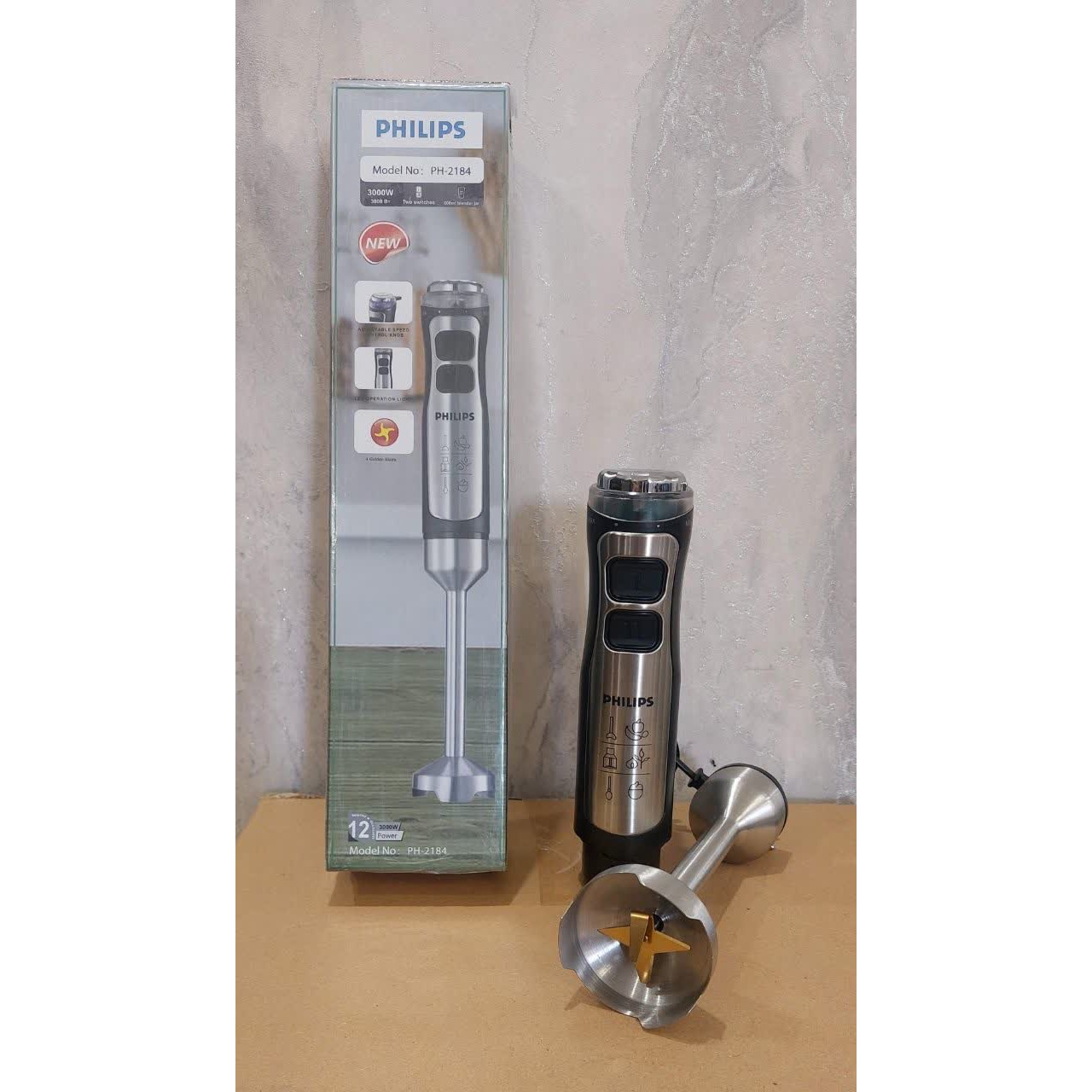 گوشتکوب فیلیپس چراغ دار تیغ طلایی 3000وات رنگ تیتانیوم مدل PH-2184