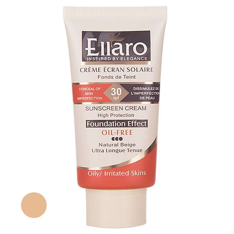 کرم ضد آفتاب رنگی الارو سری Foundation Effect SPF30 مدل High Protection مناسب پوست های چرب حجم 40 میلیلیتر