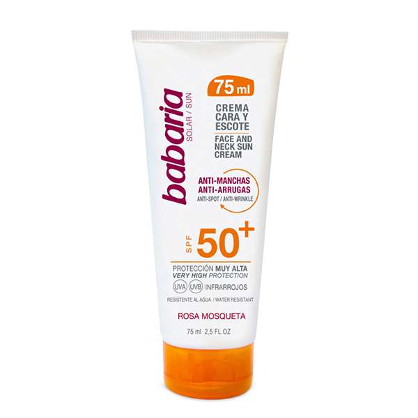 کرم ضد آفتاب بدون رنگ باباریا SPF 50 مدل ROSA MOSQUETA مناسب برای انواع پوست حجم 75 میلیلیتر