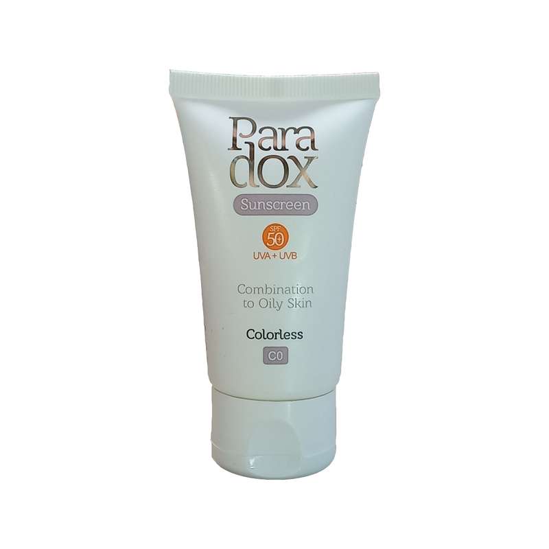 کرم ضد آفتاب بدون رنگ پارادوکس SPF 50 مدل 01 مناسب پوستهای مختلط و چرب حجم 40 میلیلیتر