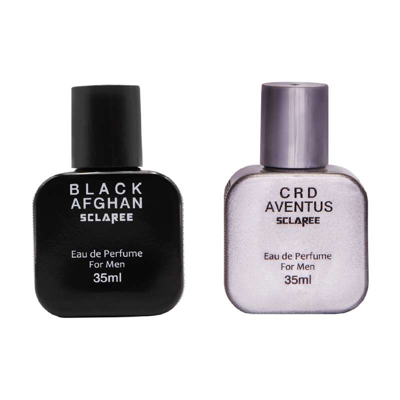 عطر جیبی مردانه اسکلاره مدل Black afghan حجم 35 میلی لیتر به همراه عطر جیبی مردانه اسکلاره مدل Crd Aventus حجم 35 میلی ل