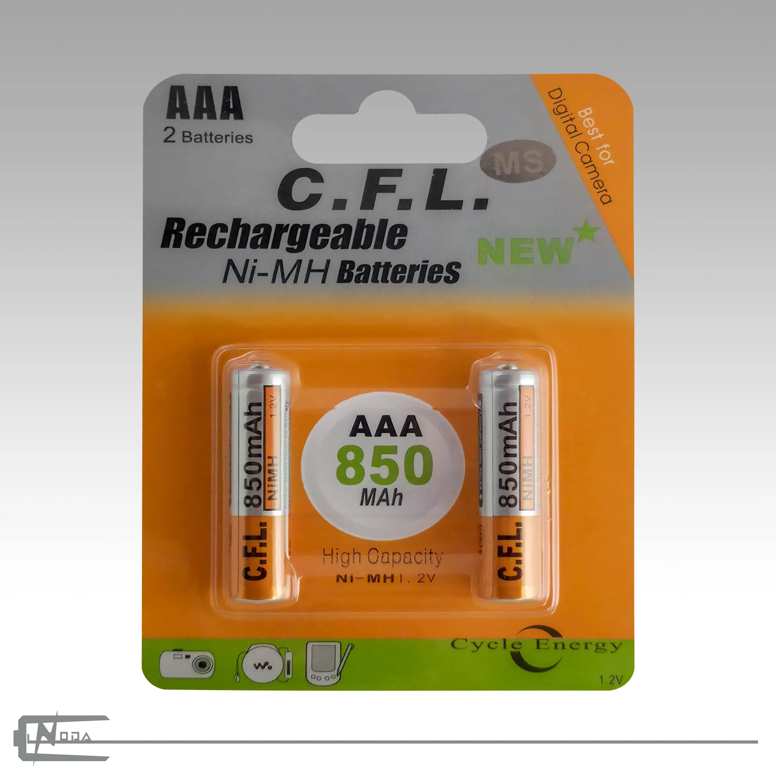 باتری نیم قلمی شارژی سی اف ال ظرفیت 850MAH– بسته 2 عددی