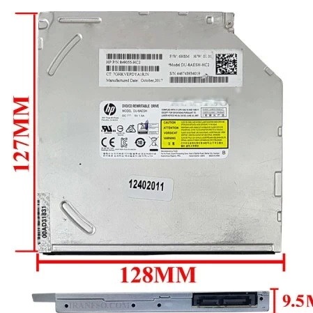 دی وی دی رایتر لپ تاپ اچ پی DVD ReWriter HP Sata Superslim 9.5mm - سه ماه گارانتی