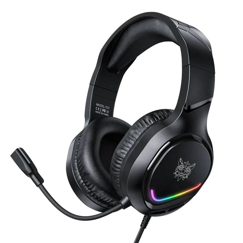هدست گیمینگ روگوشی اونیکوما مدل X31 با صدای فراگیر، نورپردازی RGB، درایور 50 میلیمتری، طراحی سبک و ارگونومیک، هدبند قابجدید