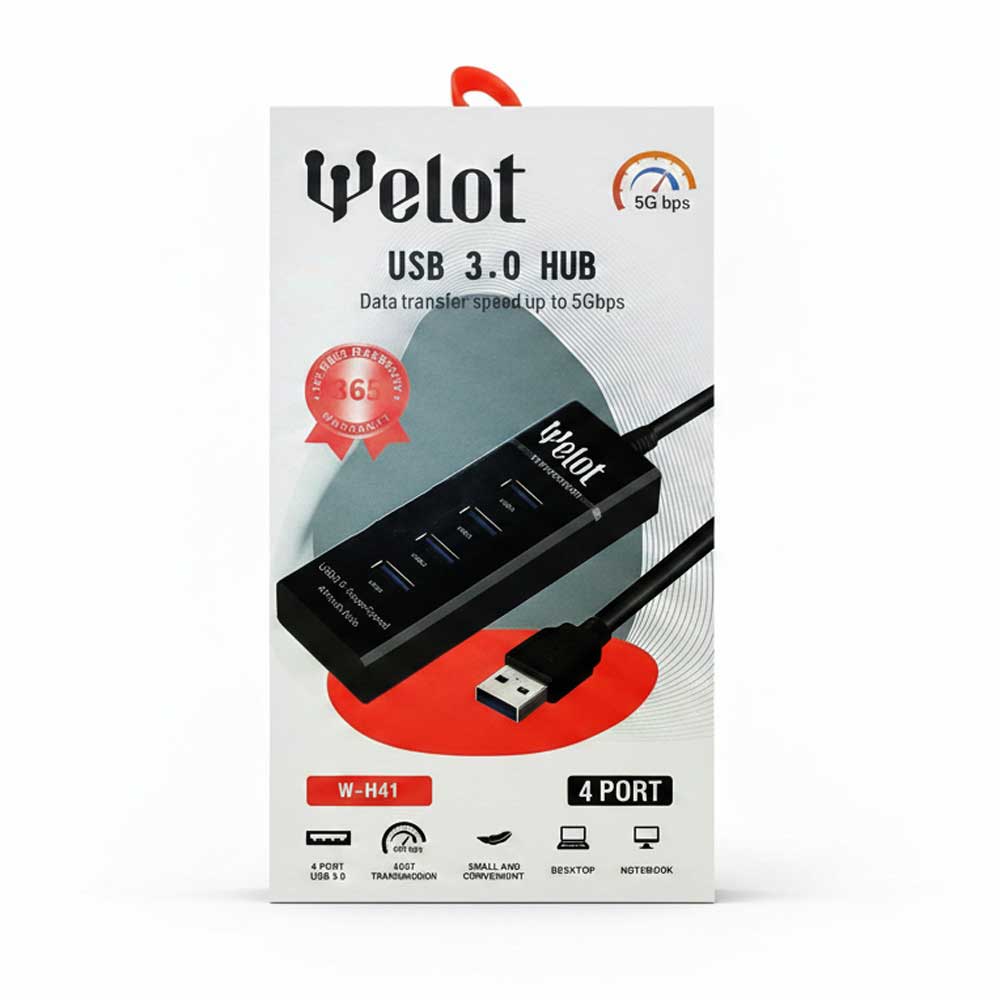 هاب 4 پورت WELOT W-HC41 USB 3.0جدید