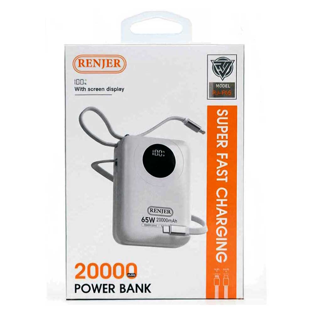 پاوربانک فست شارژ 20000 میلی آمپر رنجر Renjer RJ-P65 65W PD QC 3.0