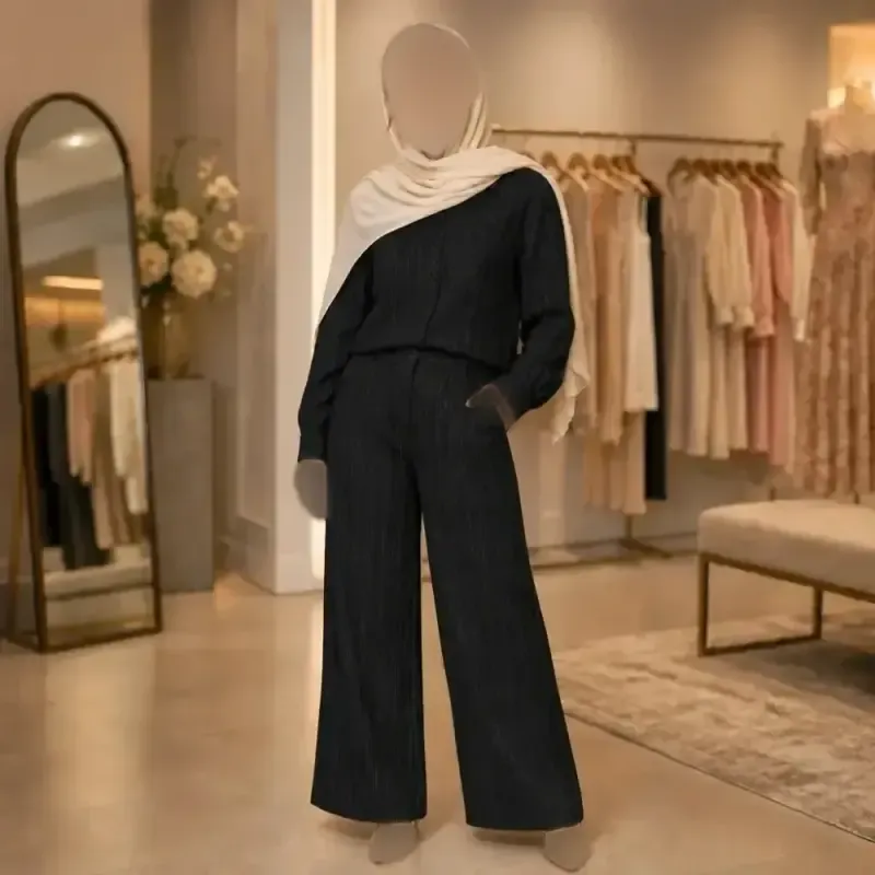 ست شومیز شلوار کوک دوزی نسکافه ای و سدری آستین کیمونوجدید
