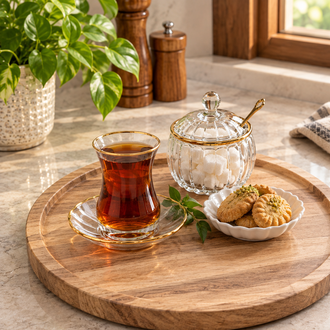 سینی گرد چوب گردو