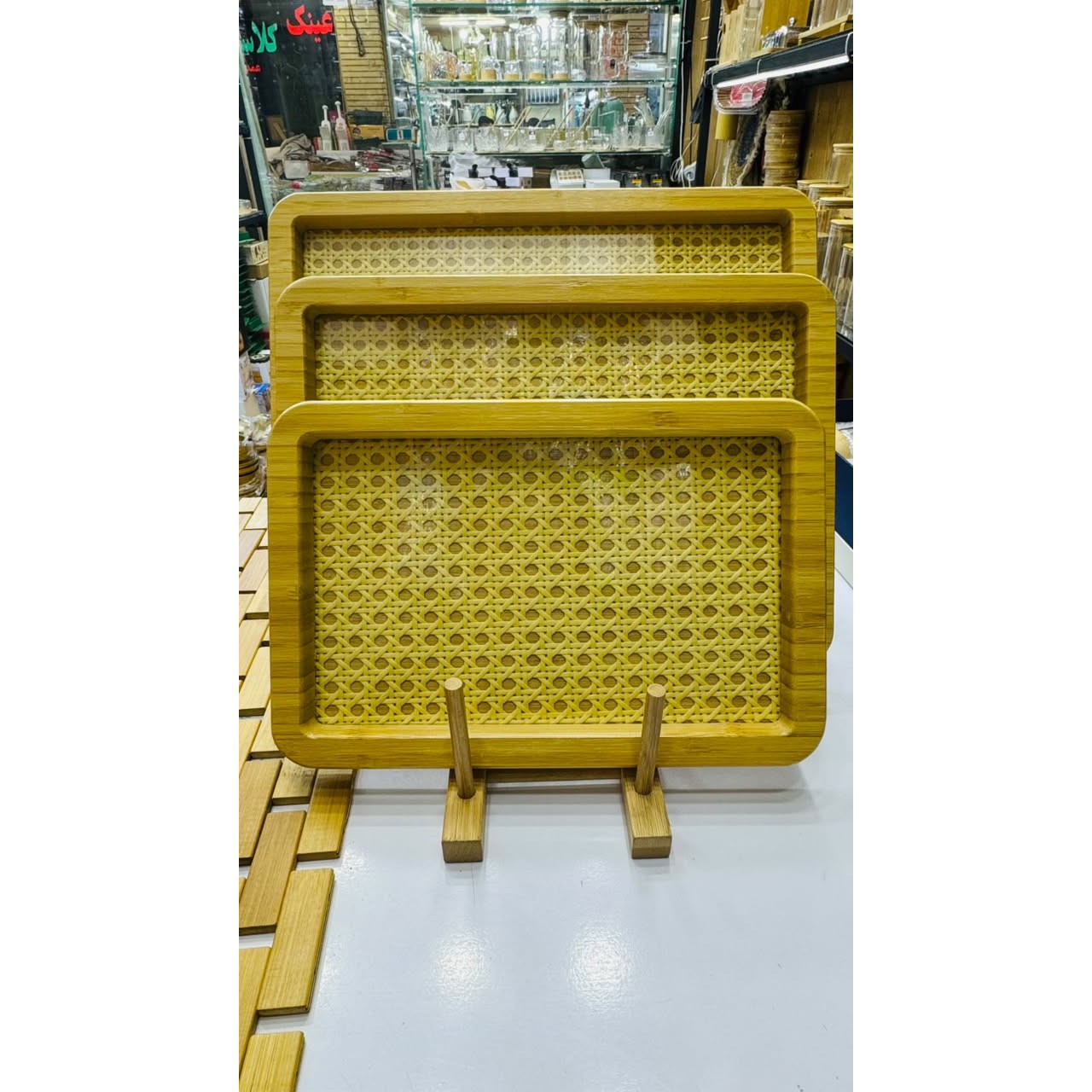 سینی مربع بامبو کف حصیری وارداتی