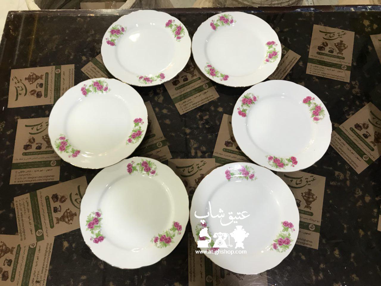 شش عدد برنج خوری گلسرخی ژاپنی قدیمی، قطر21 سانت درجه یک