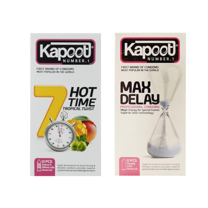کاندوم تاخیری کاپوت مدل MAX DELAY بسته 12 عددی به همراه کاندوم خاردار کاپوت مدل 7HOT TIME بسته 12 عددیجدید