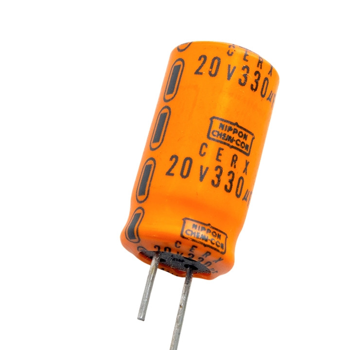خازن اورجینال الکترولیتی 330uF / 20V ژاپنی مارک NIPPON