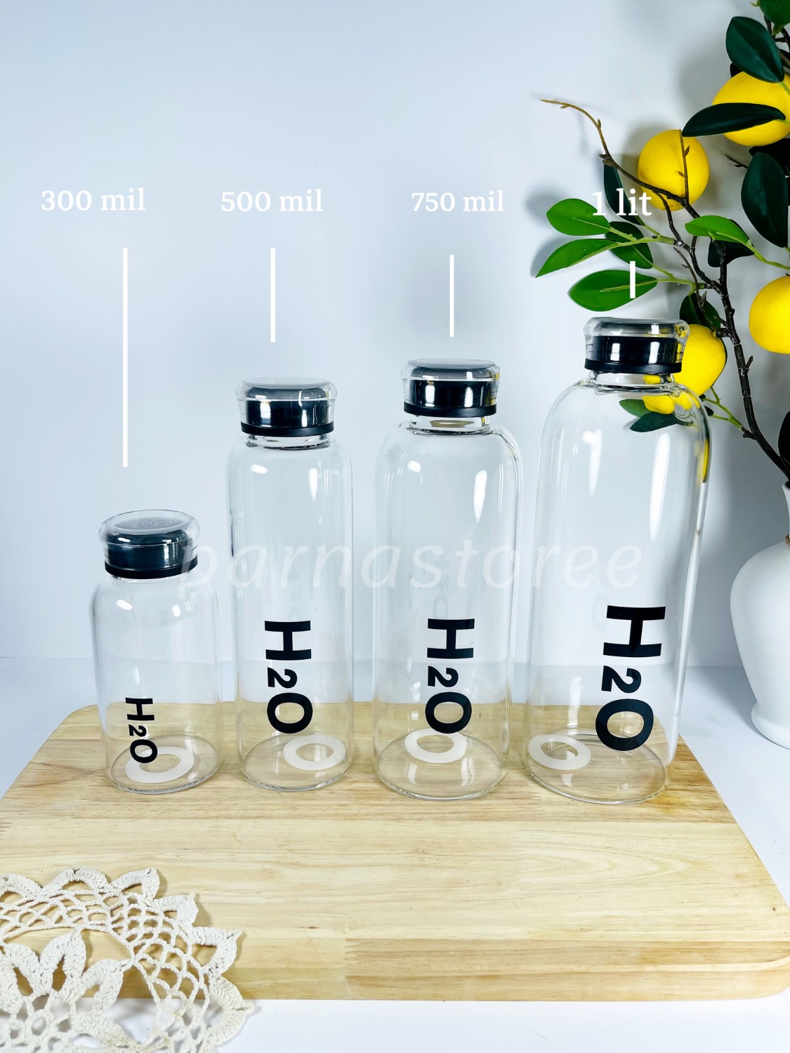 بطری پیرکس دتاکس H2O وارداتی 4 سایز مختلف