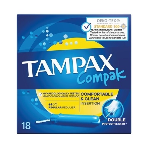 تامپون تامپکس TAMPAX سری Compak سایز رگولار بسته 18 عددی