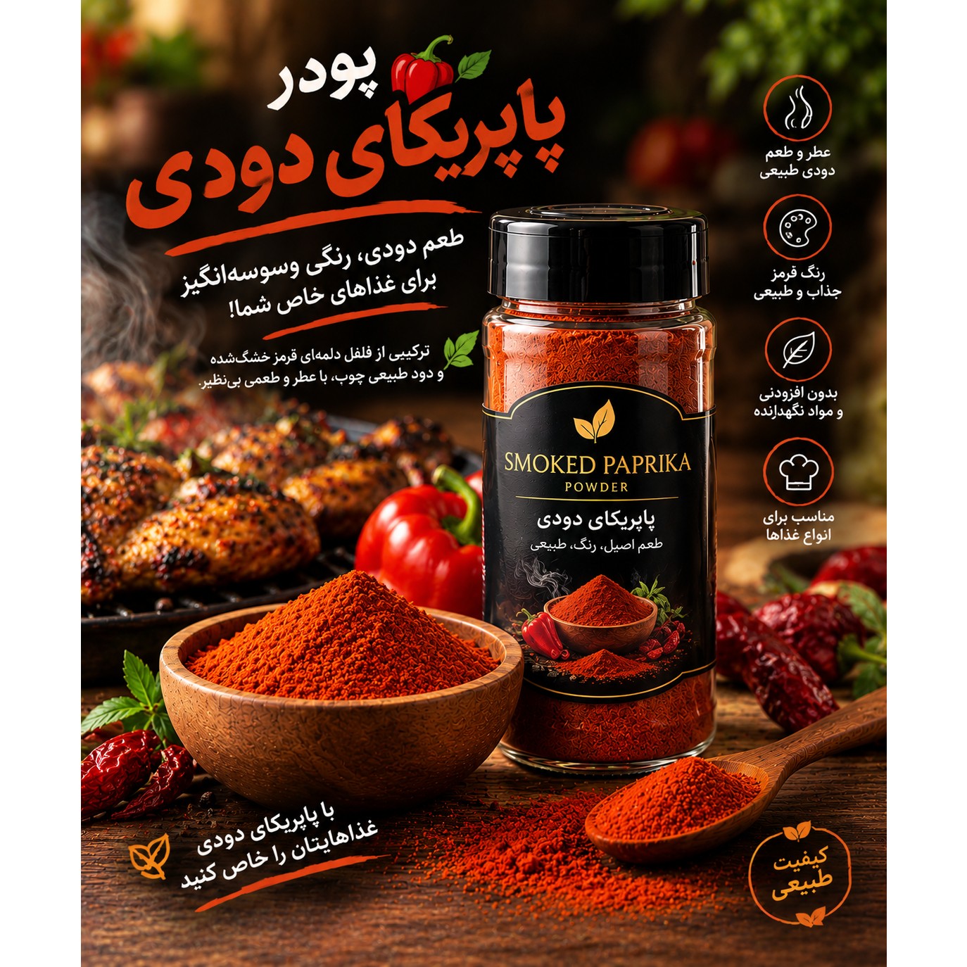 پاپریکای دودی اصل 1 بسته 100 گرمی