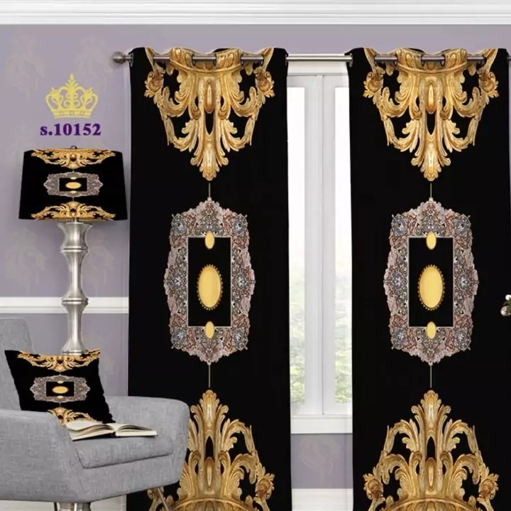 پرده پذیرایی دو قواره طرح اسلیمی کد S10152جدید