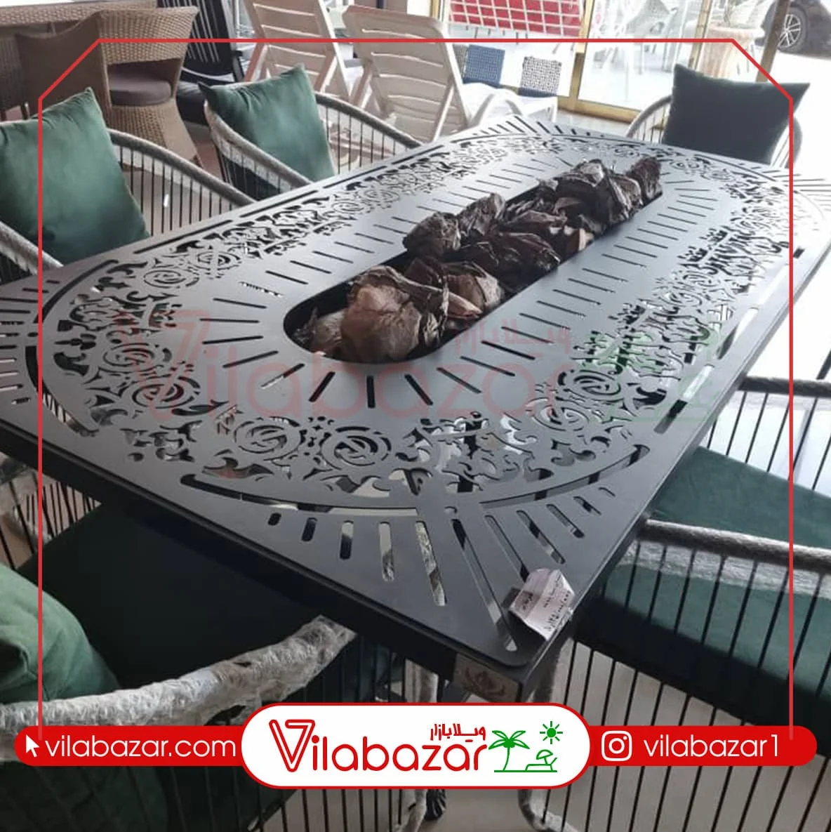 میز آتشدان گازی مستطیل فلزی (هزینه ارسال با مشتری گرامی به صورت پسکرایه)