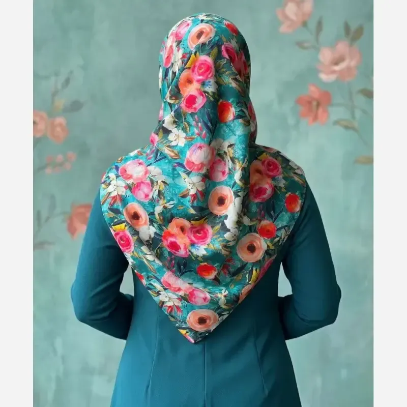 روسری نخ کاستوم طرح فلور قواره 140 بزرگ