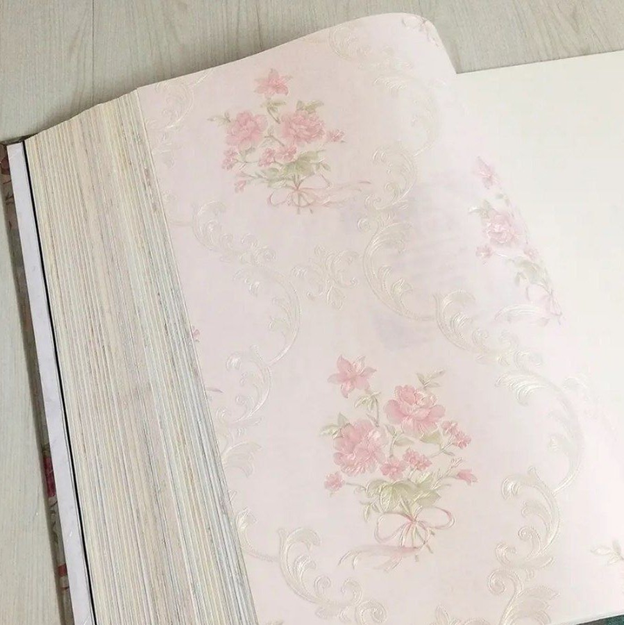 کاغذ دیواری داماس گلدار زمینه گلبهی صورتی کد 881686